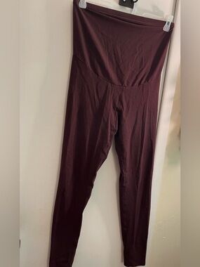 Aglow Maternity High-Waist Burgundy Leggings Size Large
